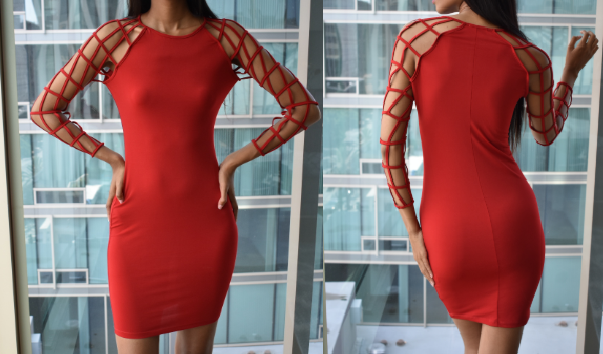 Red Cut Out Dress (Medium)